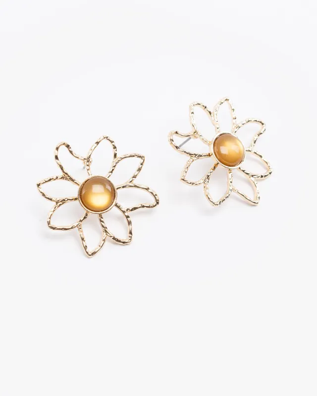 Gold Metal Flower Outline Earrings made by Collete Hayman