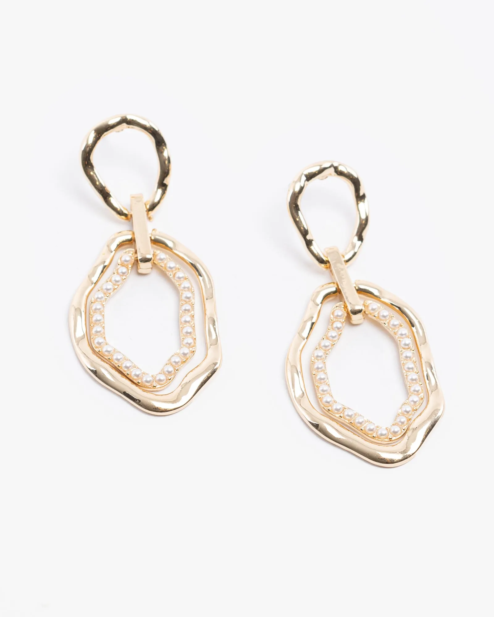 Gold Antique Look Pearl Detail Earrings sold by Collete Hayman