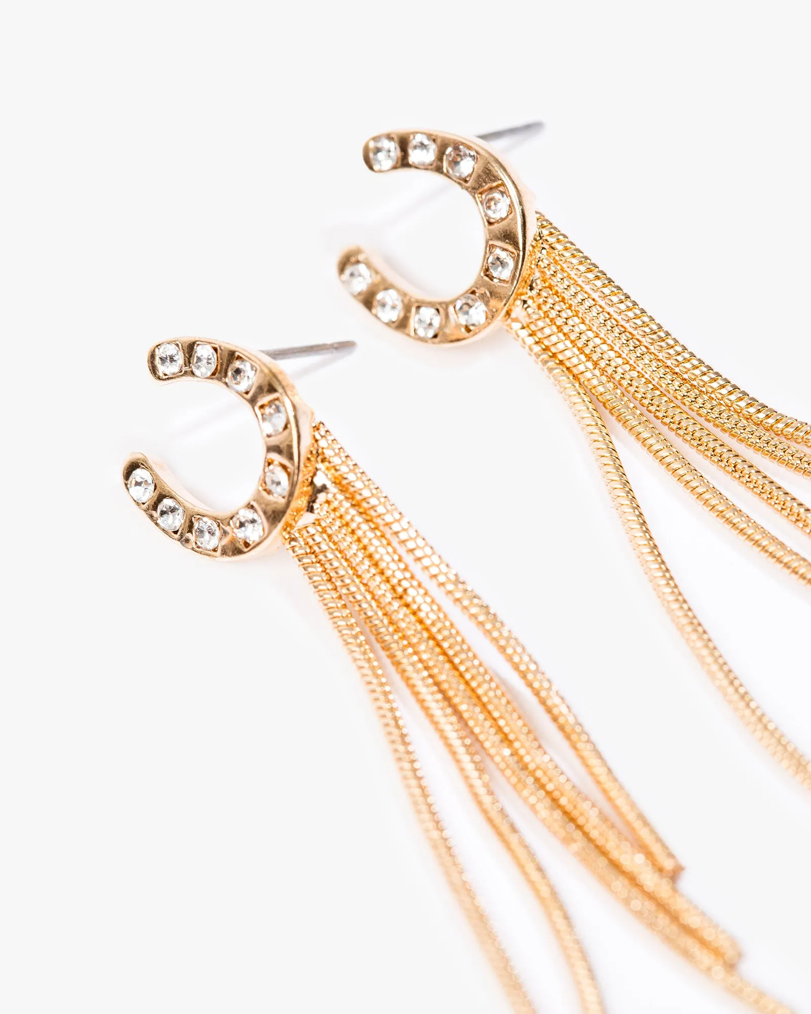 Gold Crystal Horseshoe Drop Earrings sold by Collete Hayman product image thumbnail 2