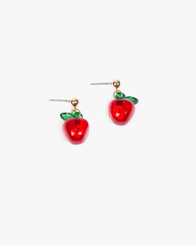 Red 3D Apple Drop Earrings sold by Collete Hayman