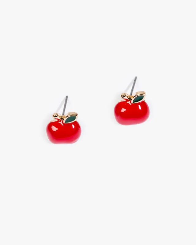 Red Small Apple Stud Earrings sold by Collete Hayman