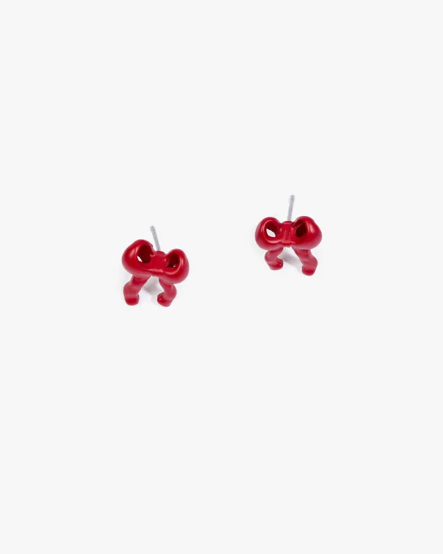 Red Small Bow Stud Earrings sold by Collete Hayman