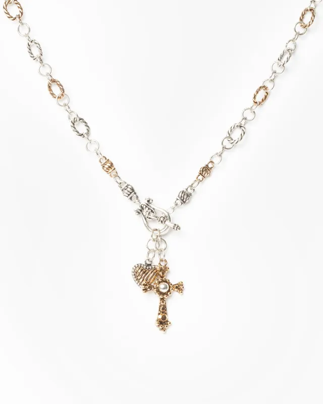 Multi Colour Antique Cross And Heart Necklace sold by Collete Hayman