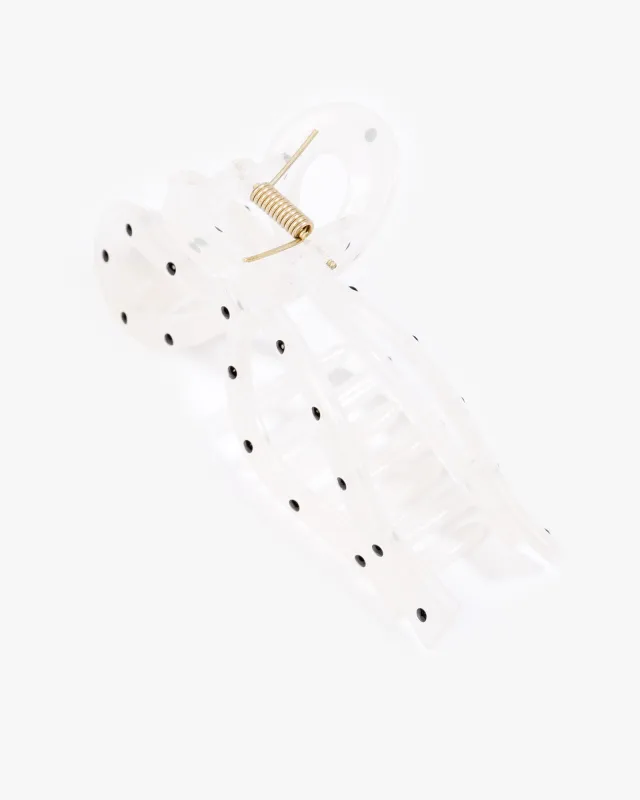 White Small Spotted Bow Hair Claw Clip sold by Collete Hayman