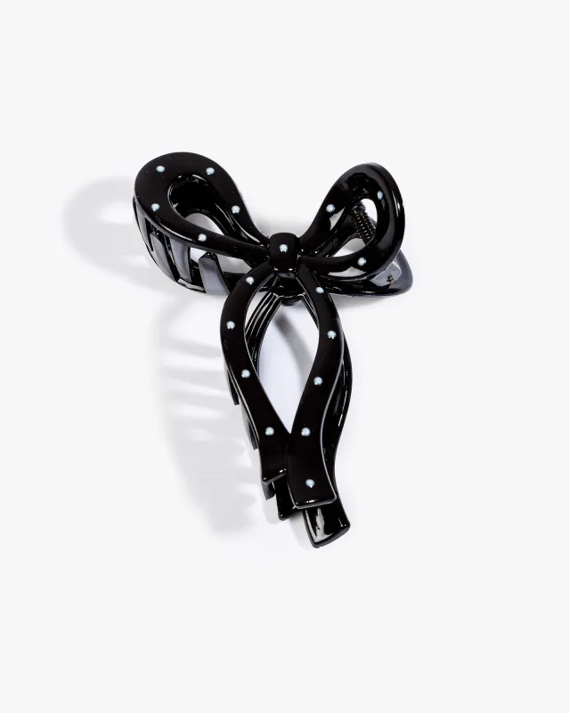 Black Small Spotted Bow Hair Claw Clip sold by Collete Hayman