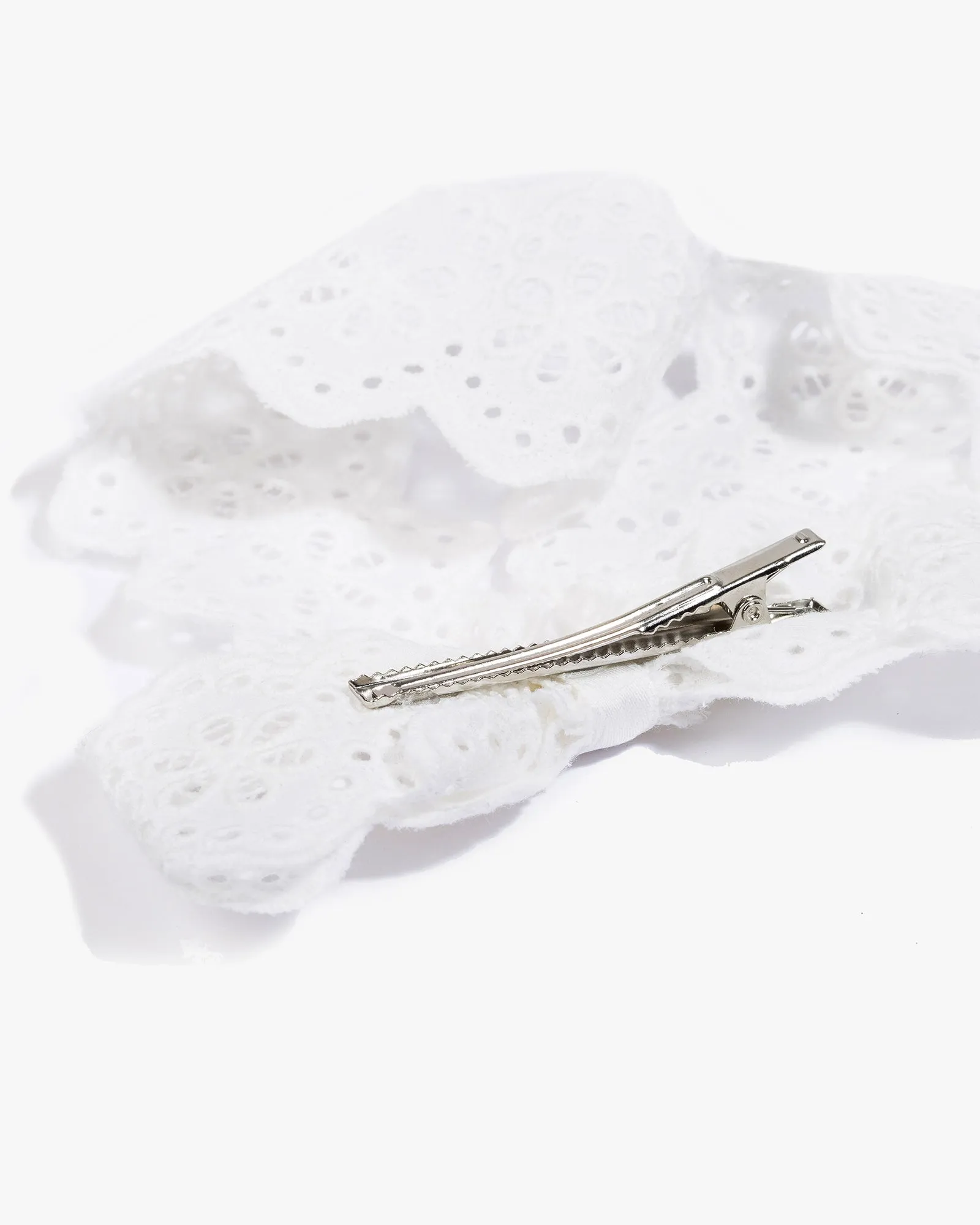 White Broderie Anglaise Hair Bow sold by Collete Hayman product image thumbnail 2