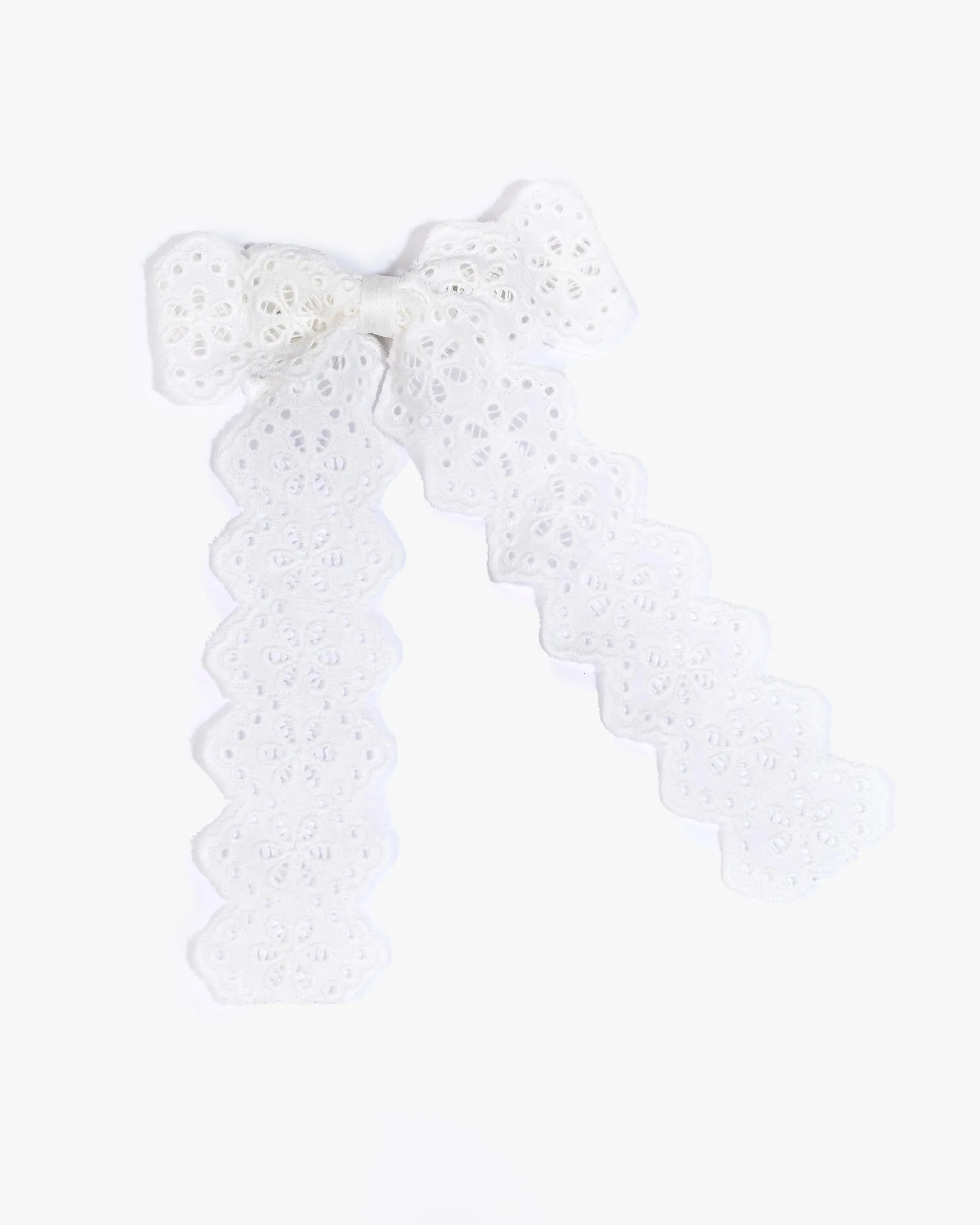 White Broderie Anglaise Hair Bow sold by Collete Hayman