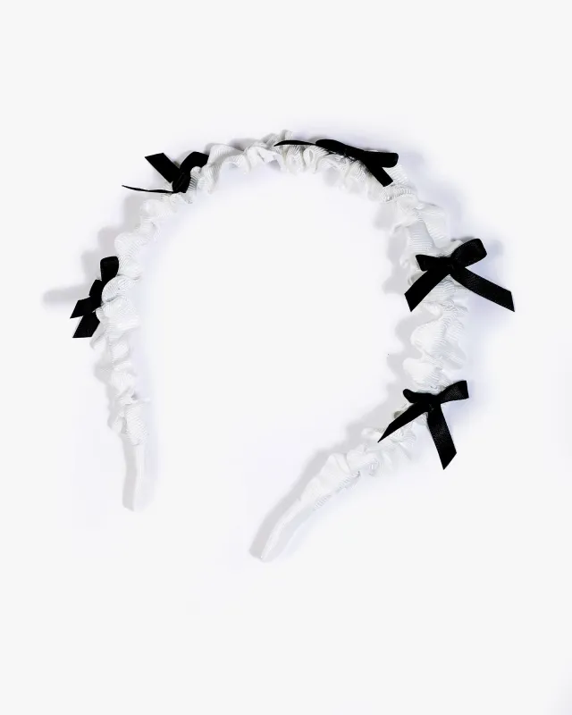 White Bow Detail Ruffle Headband sold by Collete Hayman