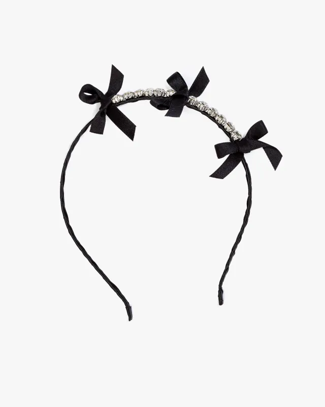 Black Triple Bow Crystal Headband sold by Collete Hayman