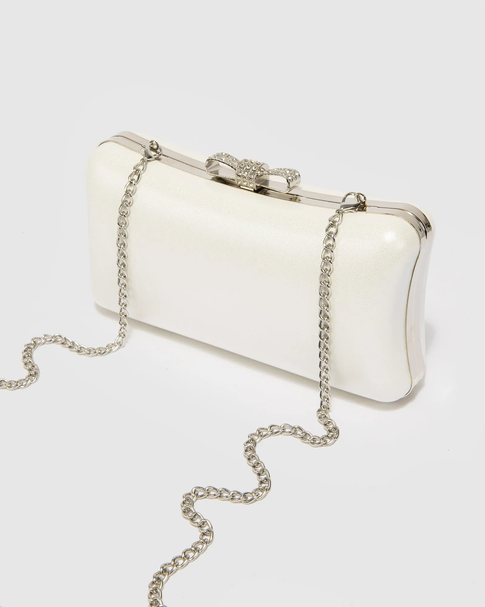 White Lia Bow Hardcase Clutch Bag sold by Collete Hayman product image thumbnail 4