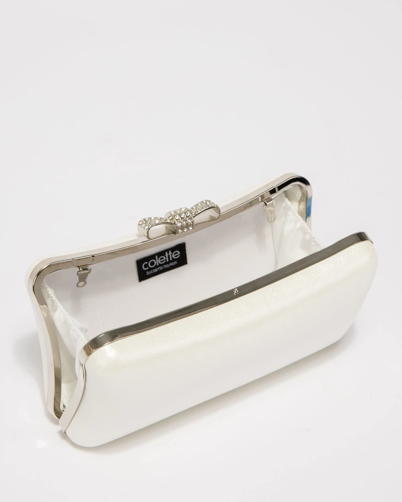 White Lia Bow Hardcase Clutch Bag sold by Collete Hayman product image thumbnail 5