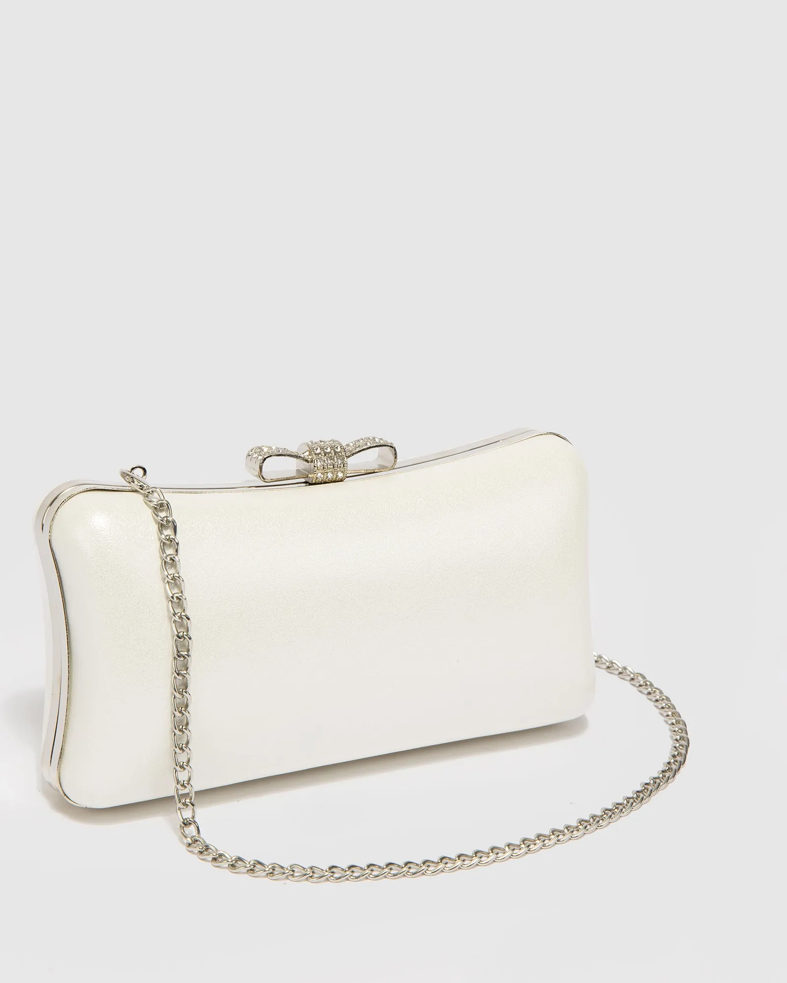 White Lia Bow Hardcase Clutch Bag sold by Collete Hayman product image thumbnail 2