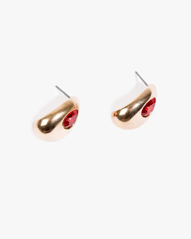 Red Crystal Tear Drop Stud Earrings sold by Collete Hayman
