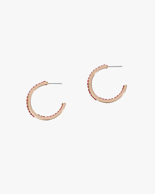 Red Fine Crystal Lined Hoop Earrings sold by Collete Hayman
