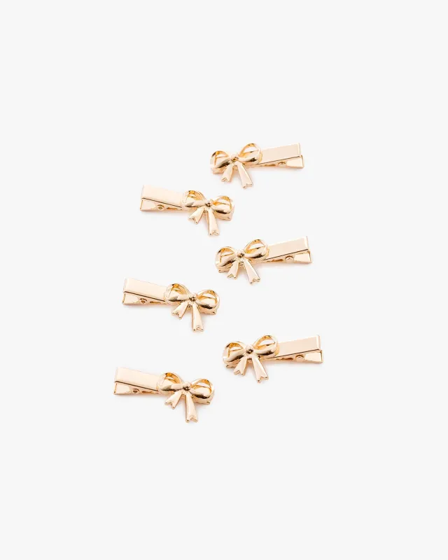 Gold Metal Bow 6 Pack Hair Slide sold by Collete Hayman