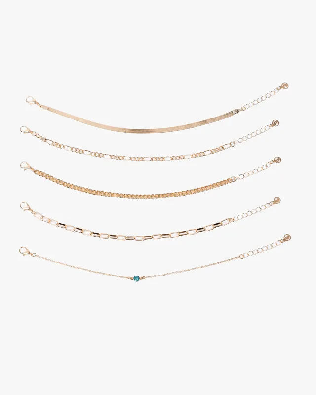 Blue Fine Chain Pendant Bracelet Pack sold by Collete Hayman