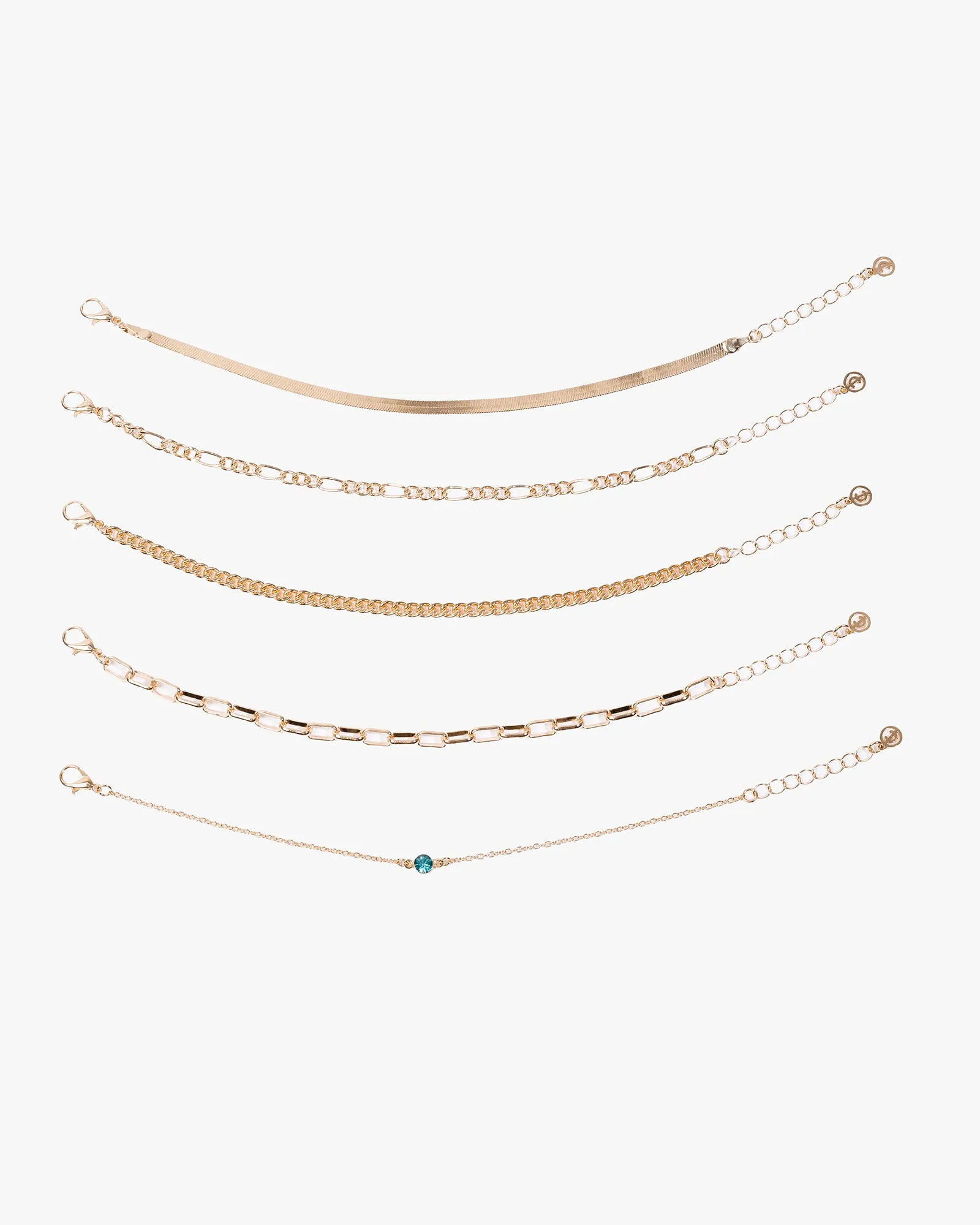 Blue Fine Chain Pendant Bracelet Pack sold by Collete Hayman