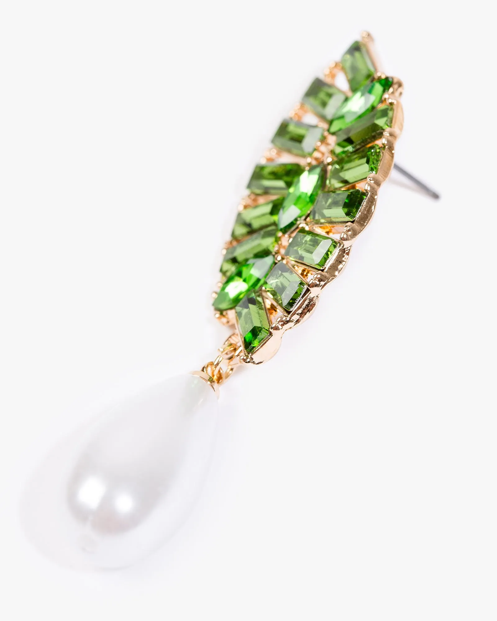 Green Crystal Tear Drop Pearl Earrings sold by Collete Hayman product image thumbnail 2