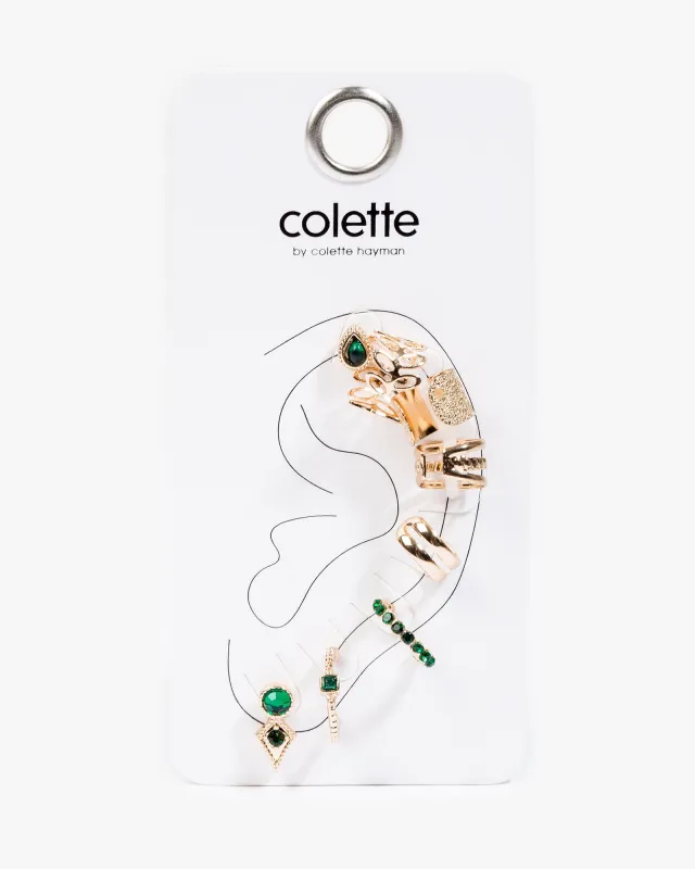Green Tribal Cuff Stud Stacker Pack Earrings sold by Collete Hayman