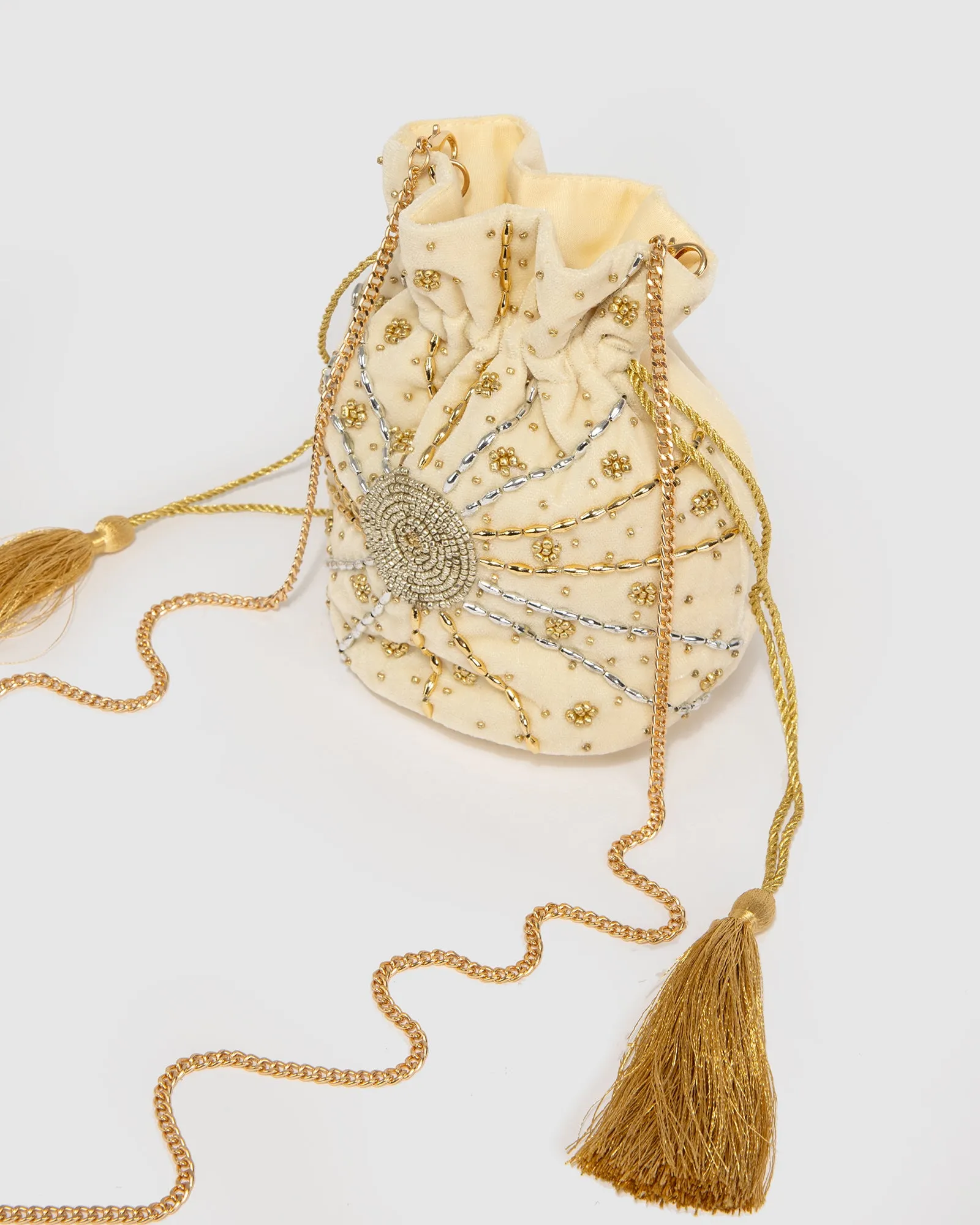 Ivory Ella Velvet Pouch Bag sold by Collete Hayman product image thumbnail 4