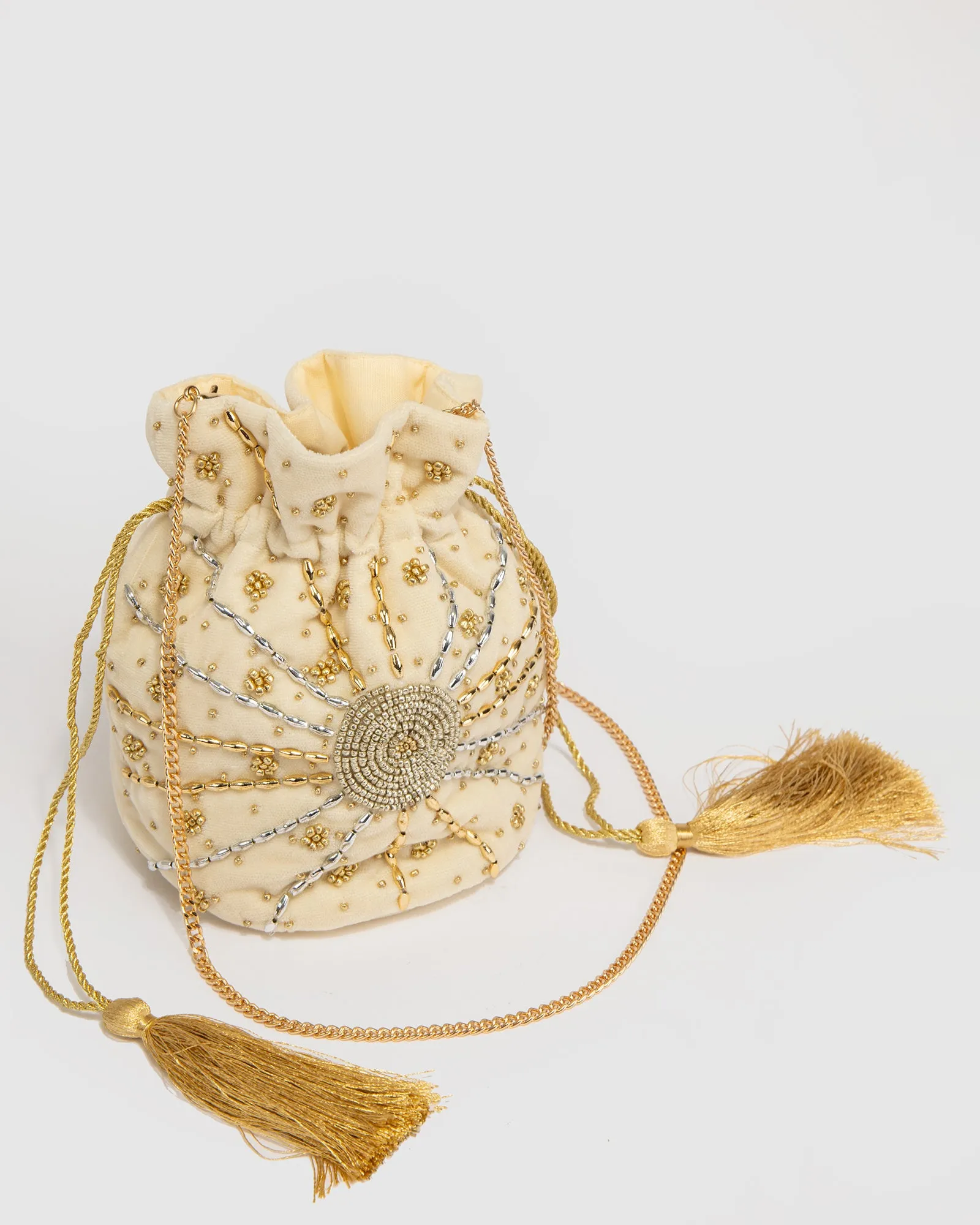 Ivory Ella Velvet Pouch Bag sold by Collete Hayman product image thumbnail 2