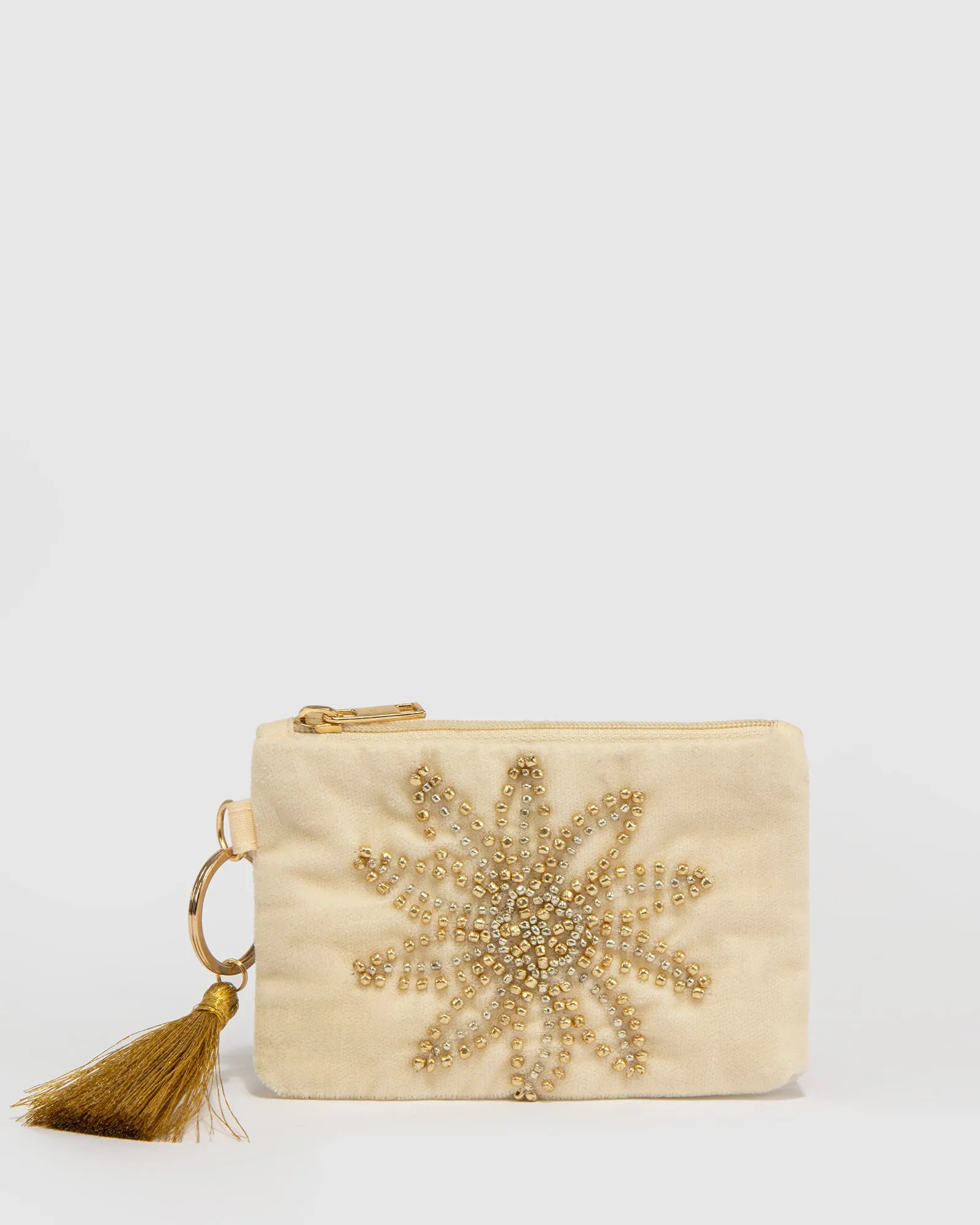Ivory Beaded Tassle Coin Purse sold by Collete Hayman