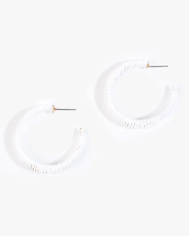 White Wrapped Hoop Earrings sold by Collete Hayman