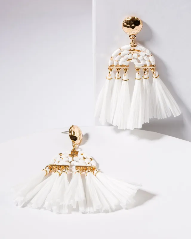 White Textured Metal Macrame Earrings sold by Collete Hayman