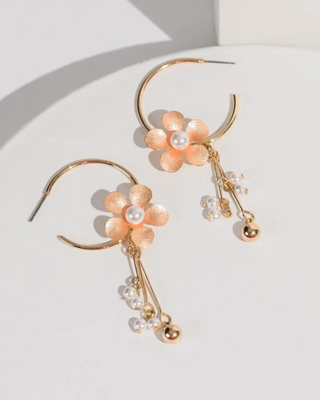 Orange Flower Hoop Earrings sold by Collete Hayman