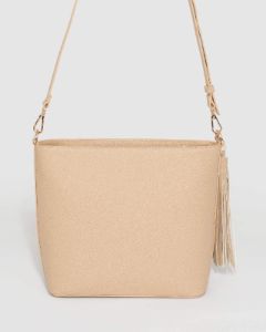 Nude Pia Tassel Medium Crossbody Bag sold by Collete Hayman