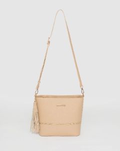 Nude Pia Tassel Medium Crossbody Bag sold by Collete Hayman