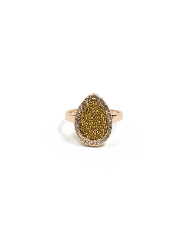 Gold Beaded Teardrop Ring - Small sold by Collete Hayman