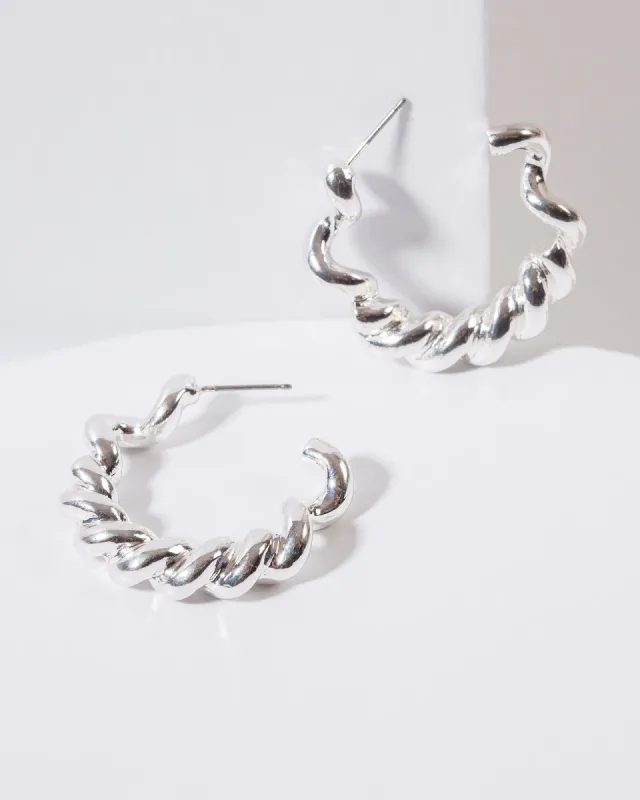 Silver Twisted Hoop Earrings sold by Collete Hayman