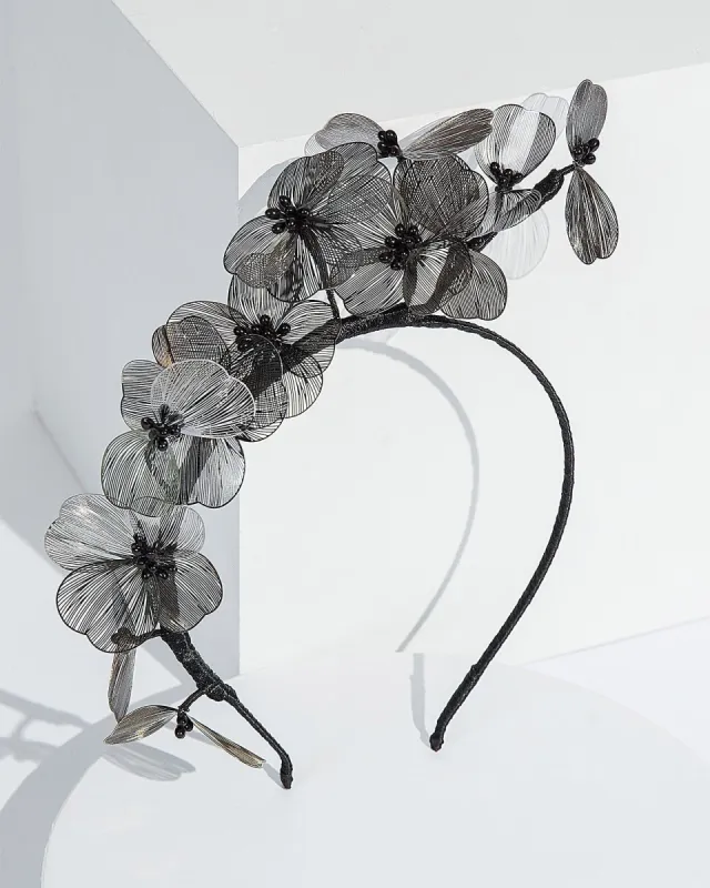 Black Multi Flower Fascinator sold by Collete Hayman