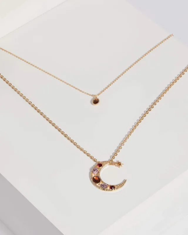 Brown Moon and Star Crystal Necklace sold by Collete Hayman