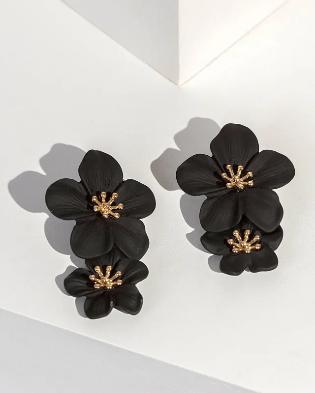 Black Statement Flower Earrings sold by Collete Hayman