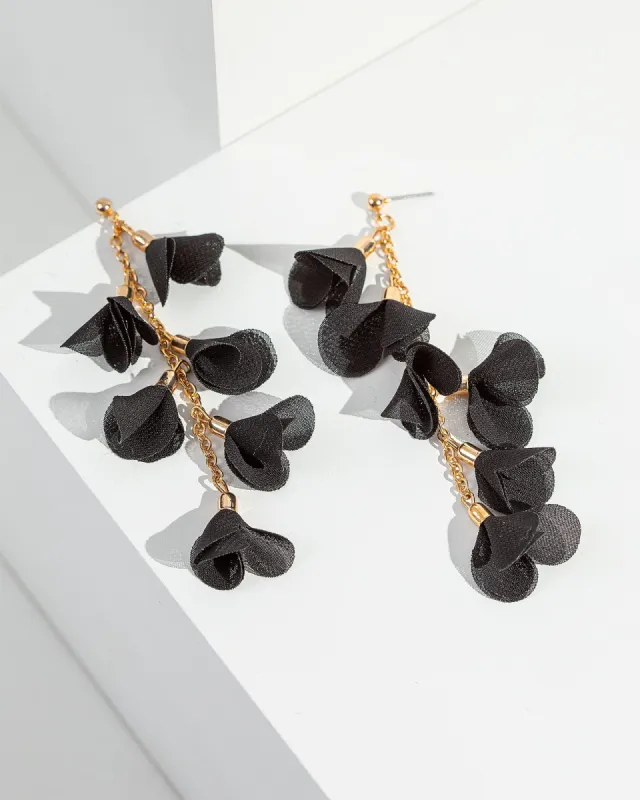 Black Floral Chain Drop Earrings sold by Collete Hayman