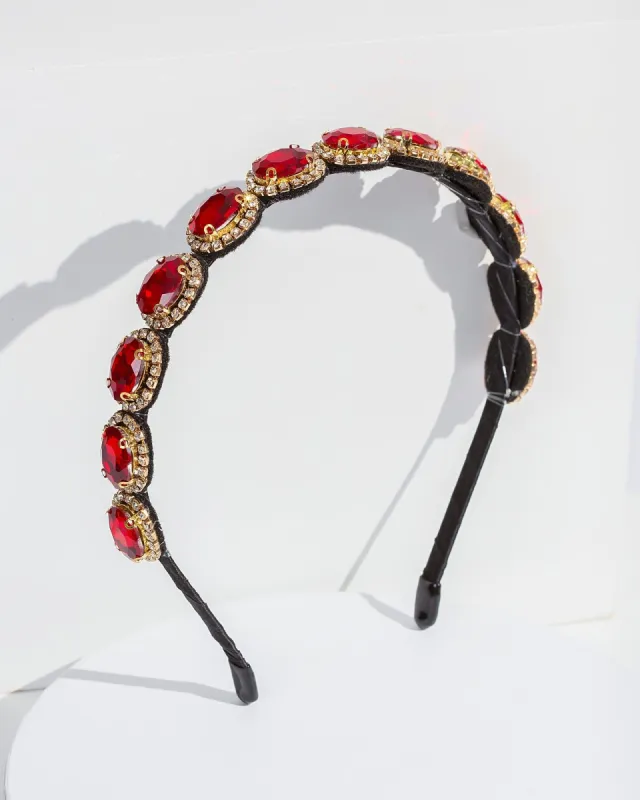 Red Multi Round Crystal Headband sold by Collete Hayman