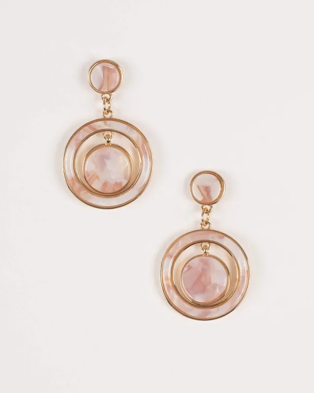 Pink Acrylic Circle Stud Drop Earrings sold by Collete Hayman