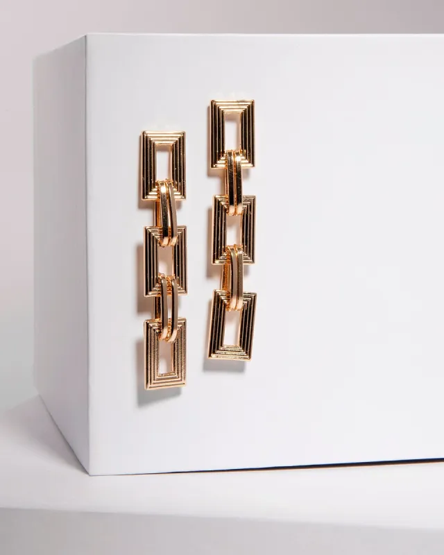 Gold Rectangle Chain Drop Earrings sold by Collete Hayman