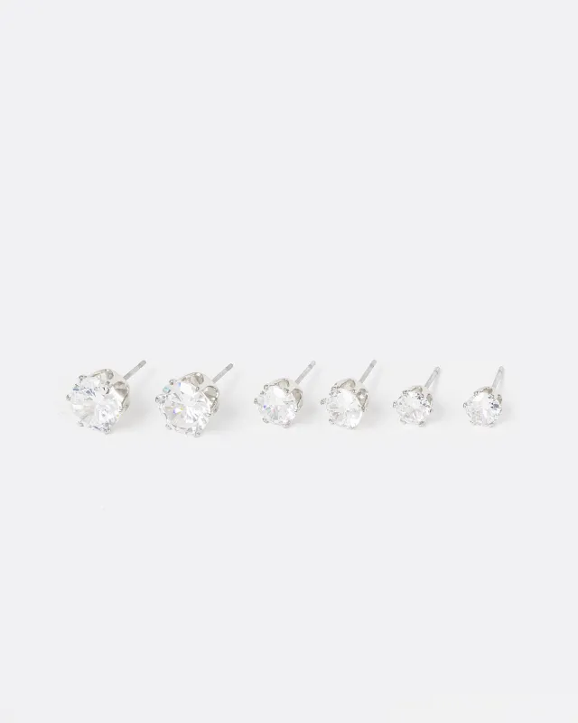 Silver 3 Pack Round Stud Earrings sold by Collete Hayman