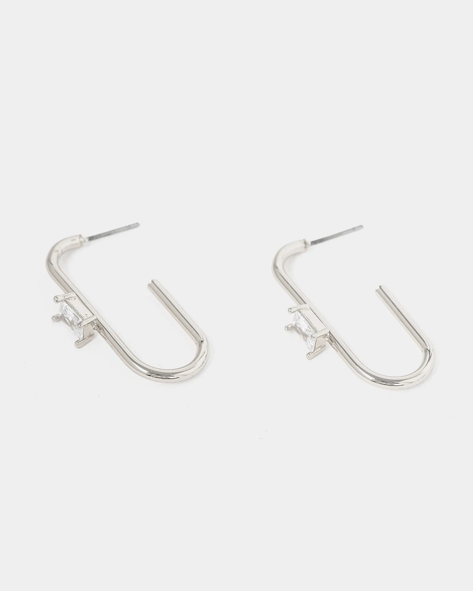 Silver Rounded Hoop Crystal Earrings sold by Collete Hayman product image thumbnail 2