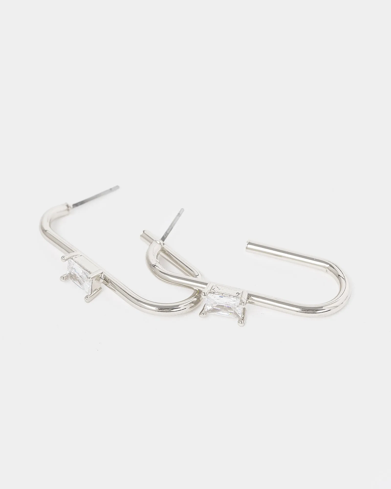 Silver Rounded Hoop Crystal Earrings sold by Collete Hayman product image thumbnail 3