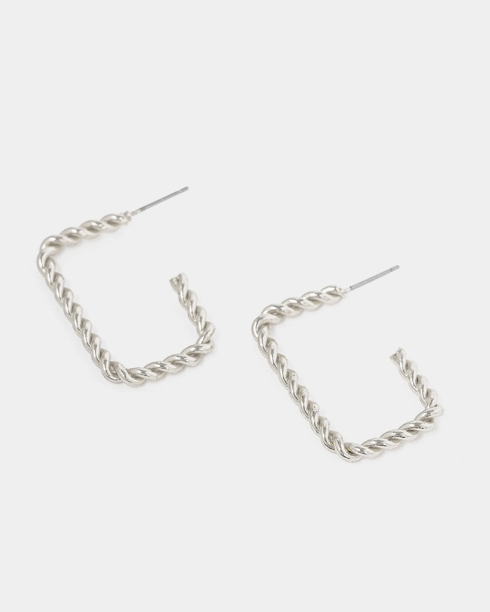 Silver Open Twisted Regtangle Hoop Earrings sold by Collete Hayman product image thumbnail 2