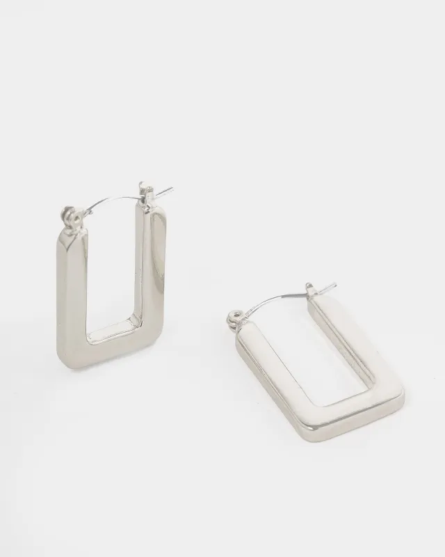 Silver Rounded Regtangle Hoop Earrings sold by Collete Hayman
