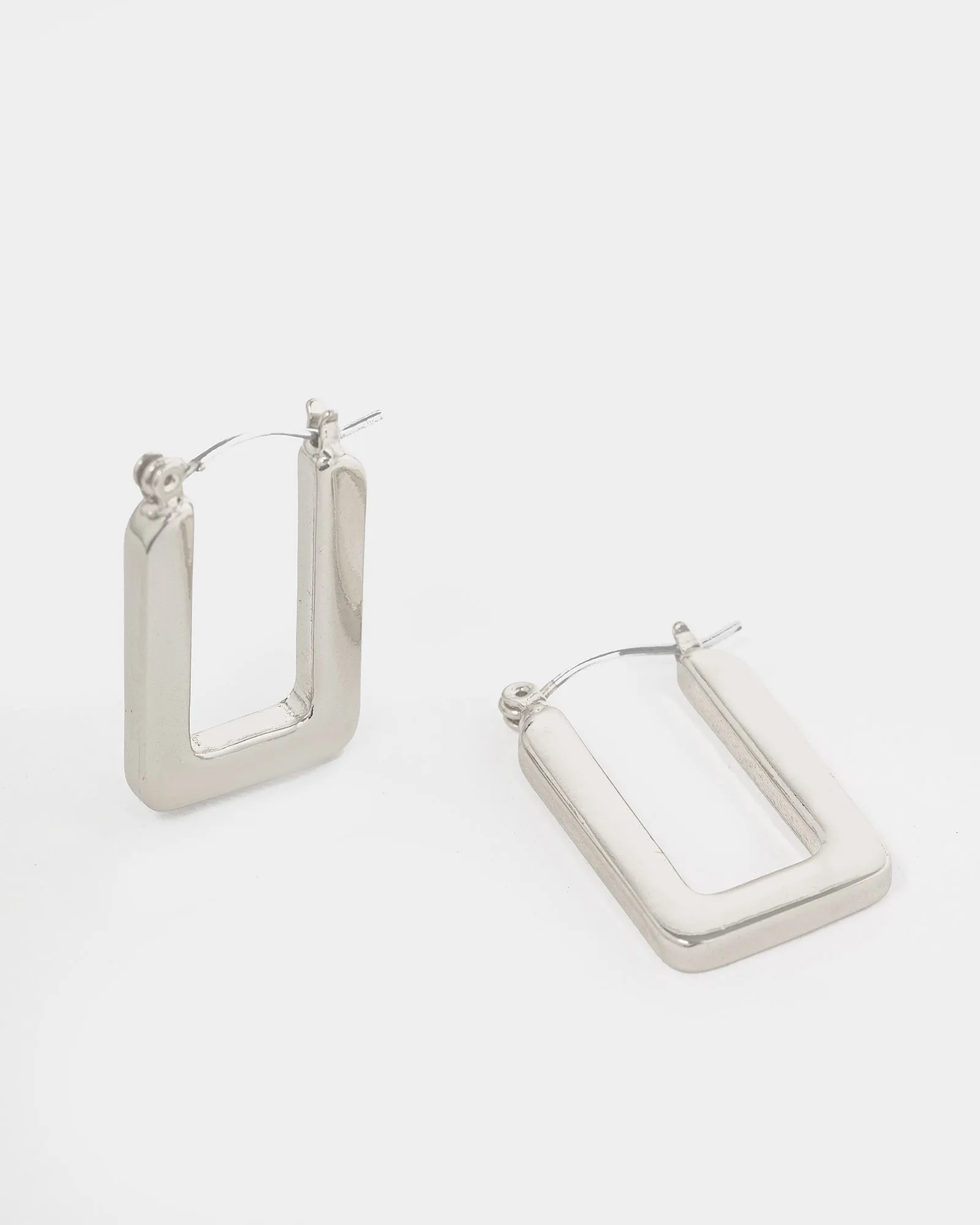 Silver Rounded Regtangle Hoop Earrings sold by Collete Hayman