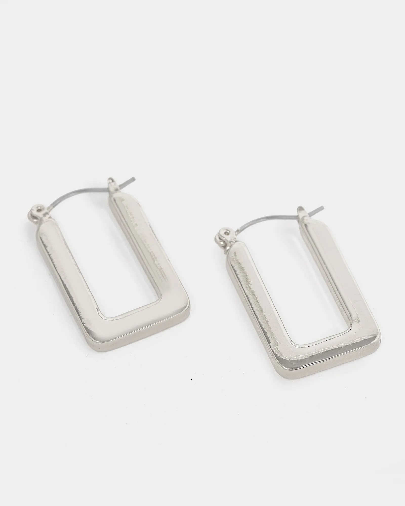 Silver Rounded Regtangle Hoop Earrings sold by Collete Hayman product image thumbnail 2