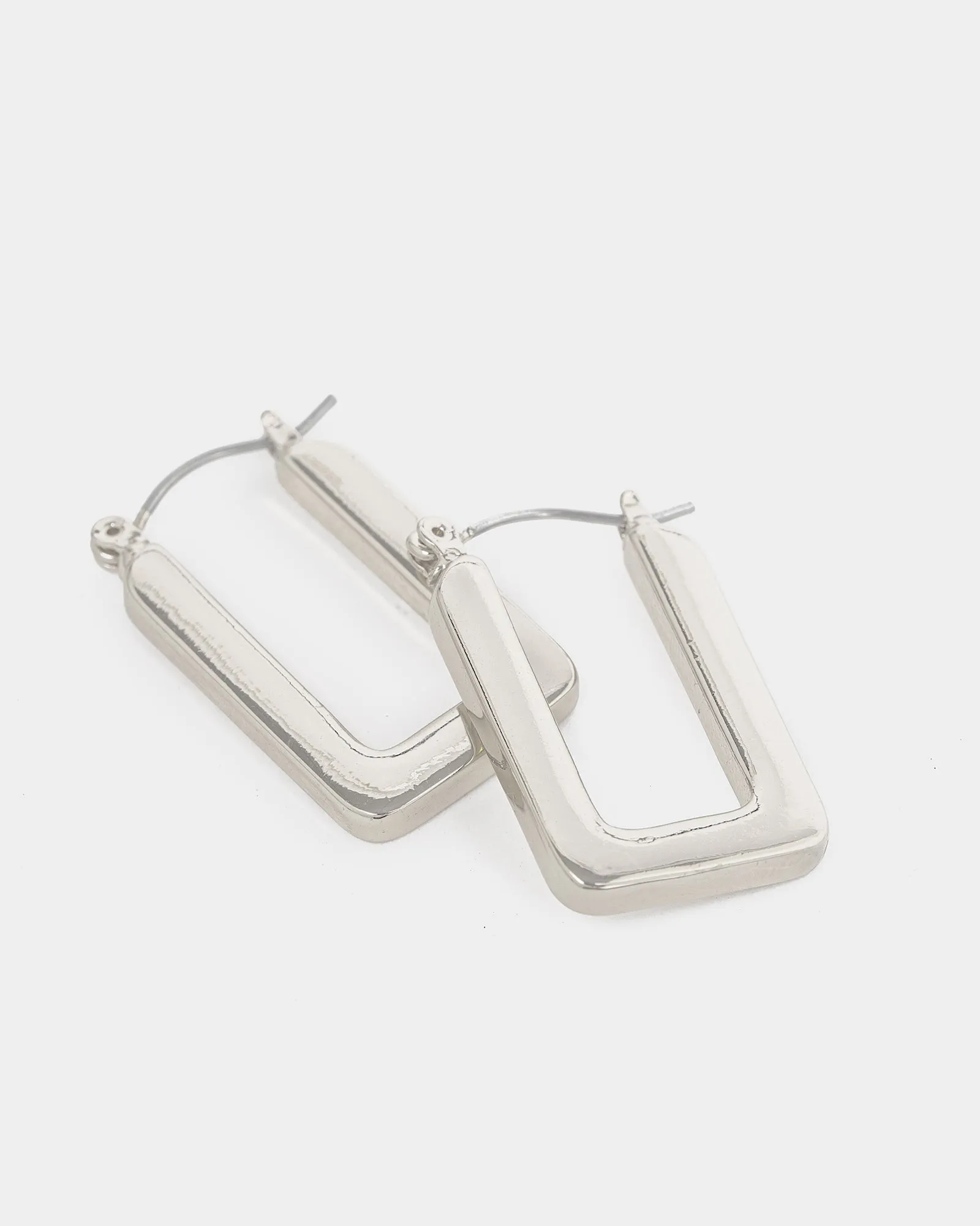 Silver Rounded Regtangle Hoop Earrings sold by Collete Hayman product image thumbnail 3