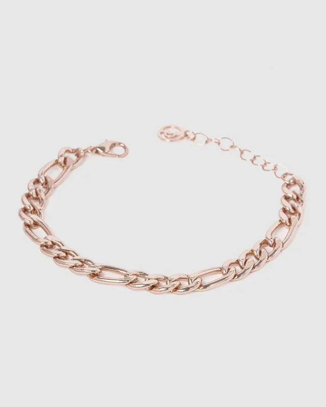 Rose Gold Figaro Chain Bracelet sold by Collete Hayman