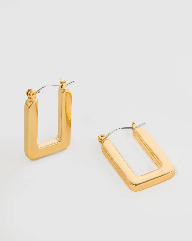 Gold Rounded Regtangle Hoop Earrings sold by Collete Hayman